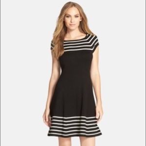 Eliza J Navy & White Fit & Flare Dress